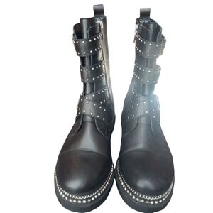 Vince Camuto BOBETTE 3-Strap Black Leather Combat